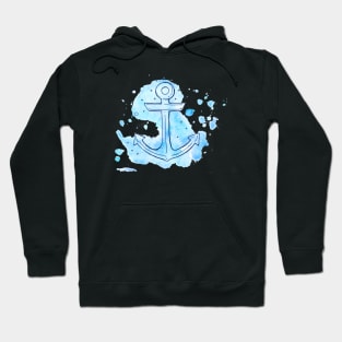 Anchor in watercolor and ink Hoodie